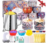 Amzeeniu Kit per Fabbricazione Candele DIY,kit per la fusione di cera per principianti Set Regalo,Set per Candele DIY,Cera di soia,30 Stoppini,8 Candele Barattoli,Coloranti, Stampo in Silicone ect