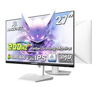 Amzfast Monitor da Gaming 27 Pollici - 200Hz, QHD 2560x1440, Rapido IPS, 1ms GtG, 95% DCI-P3, 130% sRGB, HDR, Adaptive Sync, VESA 100 * 100, HDMI 2.0 * 2/DP 1.4 * 2 con Cavo, Bianco - AMZG27F6Q