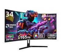 Amzfast Monitor Gaming Curvo 34 Pollici UWQHD 3440x1440 165Hz 1ms MPRT Adaptive Sync 1500R 95% DCI-P3 HDMI 2.0 DisplayPort 1.4, AMZG34C5Q