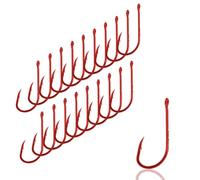 AMZfishing® 20x ami da pesca affilati al laser rossi in 10 dimensioni | Ami per anguille | Ami per vermi | Pesca anguille | Ami da pesca per vermi | Ami da pesca affilati | Ami da pesca per lombrico