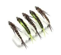 AMZfishing® 5 pezzi Ninfe per la pesca alla trota | Mosca per la pesca alla trota | Mosca trota | Mosca pesca a mosca | Ninfe mosca (A: 5 pezzi in scatola)