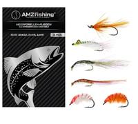 AMZfishing® 6 Pezzi Mosche per la Pesca in Mare | Mosche Springer per la Pesca alla Trota di Mare | Pesca a Mosca | Pesca a Mosca Trota | Mosca Salmone | Esche per spigola (branzino) (a: Set 6 Pezzi)