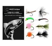 AMZfishing 8 pezzi di famose mosche alla trota legate a mano | pesca a mosca | trota a mosca | pesca a mosca | trota lago mosca | esca da trota | set da 8 pezzi