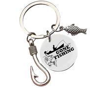 AMZfishing Portachiavi per pescatori | portachiavi da pesca | regalo per pescatori | regalo per pescatori | portachiavi ciondolo pescatore, A: Gone Fishing | Pescatori in barca, unterschiedlich
