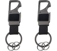 AMZFRRSM Portachiavi per Auto per Ford Puma Gen-E 2025 | portachiavi multifunzione con moschettone e apribottiglie in metallo cinghia in pelle anelli divisori resistente