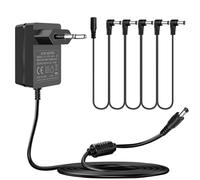 Amzfwing Guitar Pedal Alimentatore 9V 1.5A 1A AC DC Adattatore, con Centro Negativo 5-Way Daisy Chain Cavo per Boss Guitar Effect Pedal Tastiera Casio.