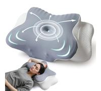 AmzHandler Cuscino Cervicale per dormire, Cuscino Ortopedico Ergonomico per Dolori al Collo e alle Spalle, Cuscini per cervicale sul Fianco Rinfrescante con Fodera in Seta di Ghiaccio Lavabile, Grigio