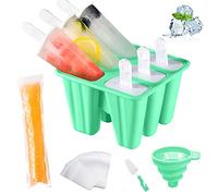 AmzKoi Stampi Ghiaccioli, Silicone Stampi per Gelato senza BPA, Formine Ghiaccioli Riutilizzabili, Ghiaccioli Stampo, Stampi Gelato Stecco, Stampo Ghiaccioli per Bambini Adulti (Verde)