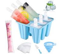 AmzKoi Stampi Ghiaccioli, Silicone Stampi per Gelato senza BPA, Formine Ghiaccioli Riutilizzabili, Ghiaccioli Stampo, Stampi Gelato Stecco, Stampo Ghiaccioli per Bambini Adulti (Blu)