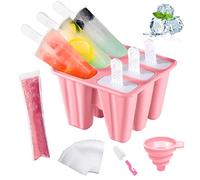 AmzKoi Stampi Ghiaccioli, Silicone Stampi per Gelato senza BPA, Formine Ghiaccioli Riutilizzabili, Ghiaccioli Stampo, Stampi Gelato Stecco, Stampo Ghiaccioli per Bambini Adulti (Rosa)