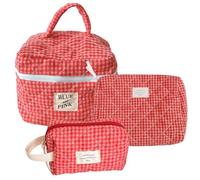 AMZLORD 3pcs Cotton trapuntato Caspa con cerniera estetica Caspa da cucina a scacchi BACCO DI MEGNATO ORGANIZZATORE for GIORNO for DONNE E RAGAZZE