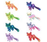 AMZLORD 8Pcs Articulated Cat Figurines PVC 3D Printed Flexible Cat Ornaments Movable Joints Funny Kitten Model Gift for Friends