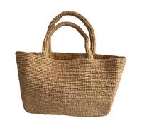 AMZLORD Borsa da spiaggia intrecciata in rafia per donna | Borsa tote all'uncinetto versatile, fatta a mano, adatta a viaggi, lavoro e mercato, presa comoda