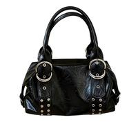 AMZLORD Borsa donna in pelle PU di grande capacità per viaggi e shopping | Borsa a tracolla con rivetto e chiusura a cerniera per uso quotidiano, tinta unita, dimensioni 11,42 x 7,09 x 3,94"