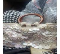 AMZLORD perline for perline for perline for canta in legno maniglia top borsetta for donne (beige)