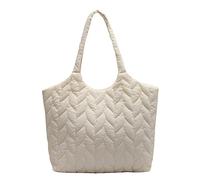 AMZLORD Quilted Ladies Shopper Borse Disc i ricamo borse a mano casual Fashion Nylon Soft Cotton Padded for le vacanze nel fine settimana (beige)