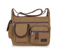 AMZLORD Sacca a tracolla da esterno da uomo tasche a più tasche in tela busta a tracolla casual sacca for attrezzi leggero multifunzionale sacca da lavoro for maschi (caffè)