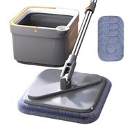 AMZLORD Spin Square Mop M16 Self Wash Spin Mop M16 Spin Mop e set di secchio Girevole a 360 gradi Regolabile Pulizia Square Spin Mop Lazy Squeeze Mop con secchio autopulente