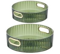 AMZMUKAUP 2 Pezzi Portaspezie Girevole Organizer da Cucina, Lazy Susan Organizer per Piatti Rotanti Vassoio Girevole Portaoggetti da Cucina per Credenza e Frigorifero,Cucina, Bagno,Portaspezie, Verde