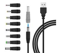 Amzpas Cavo di Alimentazione da USB a DC 5V, cavo di jack universale DC 5,5x2,1mm con Barrel Tips CC, 8 connettore per Laptop,Smart phone,Router,Power bank,Router cavetto usb (Nero)