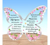 AMZQ Regali ispiratori per il 70° compleanno per le donne a forma di farfalla trasparente in acrilico idee regalo di compleanno per donna di 70 anni