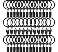 Amzseven, 40 anelli per tende con clip, resistenti ganci per tendaggi e staffe per asta di tensione, diametro interno 3,5 cm, occhielli in metallo decorativi per tende da finestra, colore nero vintage