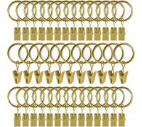 AMZSEVEN 44 Pack Metal Curtain Rings with Clips Curtain Hangers Clips Drapery Clips with Rings Drapes Rings 1 in Interior Diameter Fits