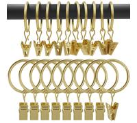 AMZSEVEN 90 Pack Curtain Rings with Clips Drapery Clips with Rings Hangers Drapes Rings 1.26 Inch Interior Diameter Fits up to 1 Inch Cur