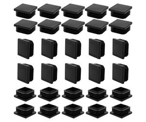 AMZSKU 30 Pcs Square End Caps for Square Pipes, Plastic, Black, 30 x 30 mm