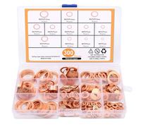 AMZSKU Set di 300 rondelle, set di anelli di tenuta piatti in rame, assortimento per viti (M5 M6 M8 M10 M12 M14 M16 M20)