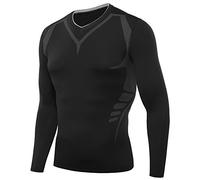 AMZSPORT Maglia a Manica Lunga Compression da Uomo Sport Baselayer Asciugatura Rapida Lunga Camicia all-Season XXL