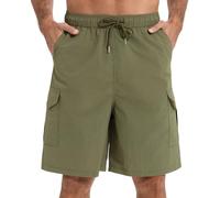 AMZSPORT Pantaloncini Trekking Cargo da Uomo Leggeri Asciugatura Rapida Bermuda Shorts Cintura Elastica 5 Tasche con attività All'aperto, Tempo Libero e Ciclismo