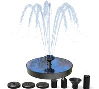 AMZtime Fontana Solare da Giardino Esterno, Fontanelle da Giardino con 7 Ugelli,Fontana Solare da Esterno con 4 Aste Fisse,Fontana Solare per Laghetto per Gardini, Stagni e Vasche per Uccelli