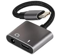 Amztour Adattatore Audio Type-C, Convertitore Jack Per Cuffie USB-C Da 60 W Con Suono Ad Alta Risoluzione, Caricabatterie 2 In 1 E splitter Per Porta AUX Da 3,5 mm Per Musica E Chiamate