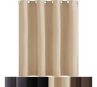 AMZYU Tende Oscuranti per Interni 1 Pezzi, 135 x 150 cm Tenda Oscurante Camera da Letto Tende Termiche con Anelli Lavabile, Tinta Unita Antirumore, Color Crema