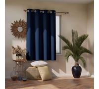 AMZYU Tende per Interni 1 Pezzi, 110 x 205 cm Tende Camera da Letto Oscuranti per Interni Tende Termiche con Anelli Lavabile, Tinta Unita Antirumore per Interni Finestre, Blu Scuro