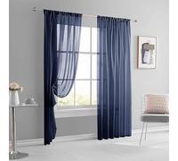 AMZYU Tende per Interni Corte 2 Pezzi 165 x 275 cm Morbidi Tende Trasparenti in Voile Lavabile Eleganti in Tinta Unita per Salotto Eleganti Soggiorno, Blu Scuro