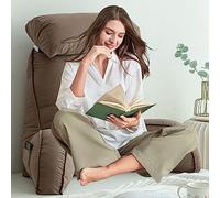AMZZHAO Comodo Cuscino da Lettura con Braccioli,Cuscino Supporto Lombare,Letto Schienale Cuscino,con Cuscino cervicale e Tasche,per Leggere/Rilassarsi/Guardare La TV