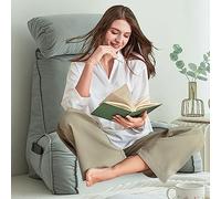 AMZZHAO Comodo Cuscino da Lettura con Braccioli,Cuscino Supporto Lombare,Letto Schienale Cuscino,con Cuscino cervicale e Tasche,per Leggere/Rilassarsi/Guardare La TV