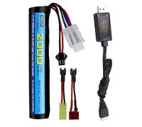 AMZZN 11.1V 10C 2000mAh batteria agli ioni di litio con SM-2P, T, cavo di conversione della spina Odamiya e Caricatore USB è adatto per il blaster di gocce d'acqua del gel della pistola ad aria