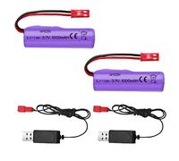 AMZZN 2PCS 3.7V 1000mAh batteria agli ioni di litio JST-2P spina con cavo di ricarica USB adatto per Huina 1337 1338 1516 1517 veicolo di ingegneria del telecomando