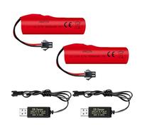 AMZZN 2PCS 3.7V 3000mAh batteria agli ioni di litio con spina SM-2P e cavo di ricarica USB,adatto per auto DE42,DE44,DE45,DE68 RC,auto alla deriva,camion,giocattoli,batterie da corsa off-road
