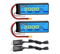 AMZZN 2PCS 3S XT30 Plug Lipo Battery 11.1V 2000mAh 35C con cavo di ricarica USB per auto RC, camion, modelli di auto, navi a telecomando, quad-rotor RC, batterie di drone FPV