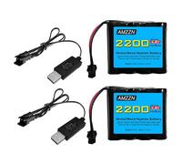 AMZZN 2PCS 4.8V 2200mAh AA NiMH Batteria SM-2P Plug con caricatore USB Telecomando Batteria per SY-E511 RC Escavatore, E562 TD141 RC auto, camion e batterie fuoristrada