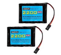 AMZZN 2PCS 6.0V 2200mah AA NiMH batteria con connettore Hitec per RC Car, ricevitore RC, Aereo RC, batteria ricaricabile ad alta capacità per telecomando