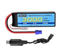 AMZZN 2S spina EC3 Lipo Battery 7.4V 3000mAh 35C con cavo di ricarica USB per auto RC, camion, modelli di auto, navi a telecomando, quad-rotor RC, batterie di drone FPV