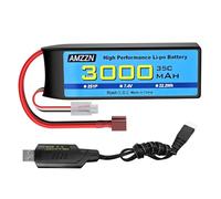 AMZZN 2S spina T Lipo Battery 7.4V 3000mAh 35C con cavo di ricarica USB per auto RC, camion, modelli di auto, navi a telecomando, quad-rotor RC, batterie di drone FPV