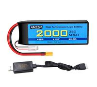 AMZZN 3S XT30 Plug Lipo Battery 11.1V 2000mAh 35C con cavo di ricarica USB per auto RC, camion, modelli di auto, navi a telecomando, quad-rotor RC, batterie di drone FPV