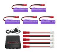 AMZZN 5PCS 3.7V 1000mAh Lipo Batteria JST-2P Spina con 5-in-1 Caricatore per Huina 1337 1338 1516 1517 Telecomando Ingegneria Veicolo