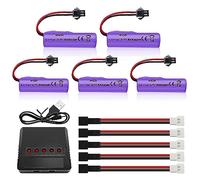 AMZZN 5PCS 3.7V 1000mAh SM-2P spina Lipo batteria con caricabatterie 5-in-1 adatto per TB202 TB201 TM201 TM202 TC141 DE35 DE38 DE40 DE50 veicoli telecomandati, camion, veicoli stunt